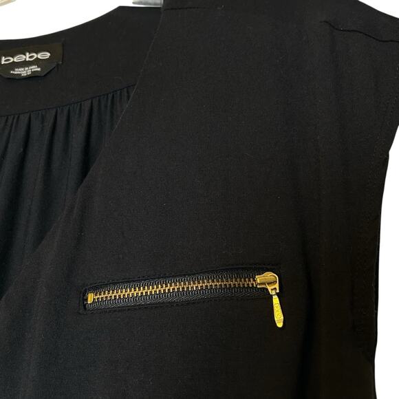 bebe Romper Womens Size XS Soft Stretchy Knit Gold Zippers Festival Travel Comfy - Picture 6 of 11